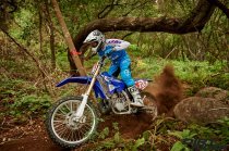 No, your eyes are not deceiving you: That’s a 2016 Yamaha two-stroke off-road 250!