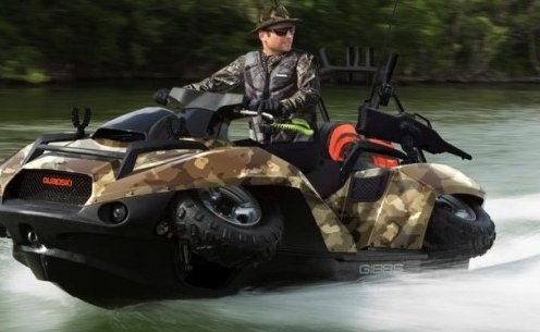 The Quadski is a four wheeler that transforms into a super fast jetski!