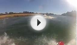 Yamaha SuperJet Jet Ski Barrel Roll off Boat Wake GoPro